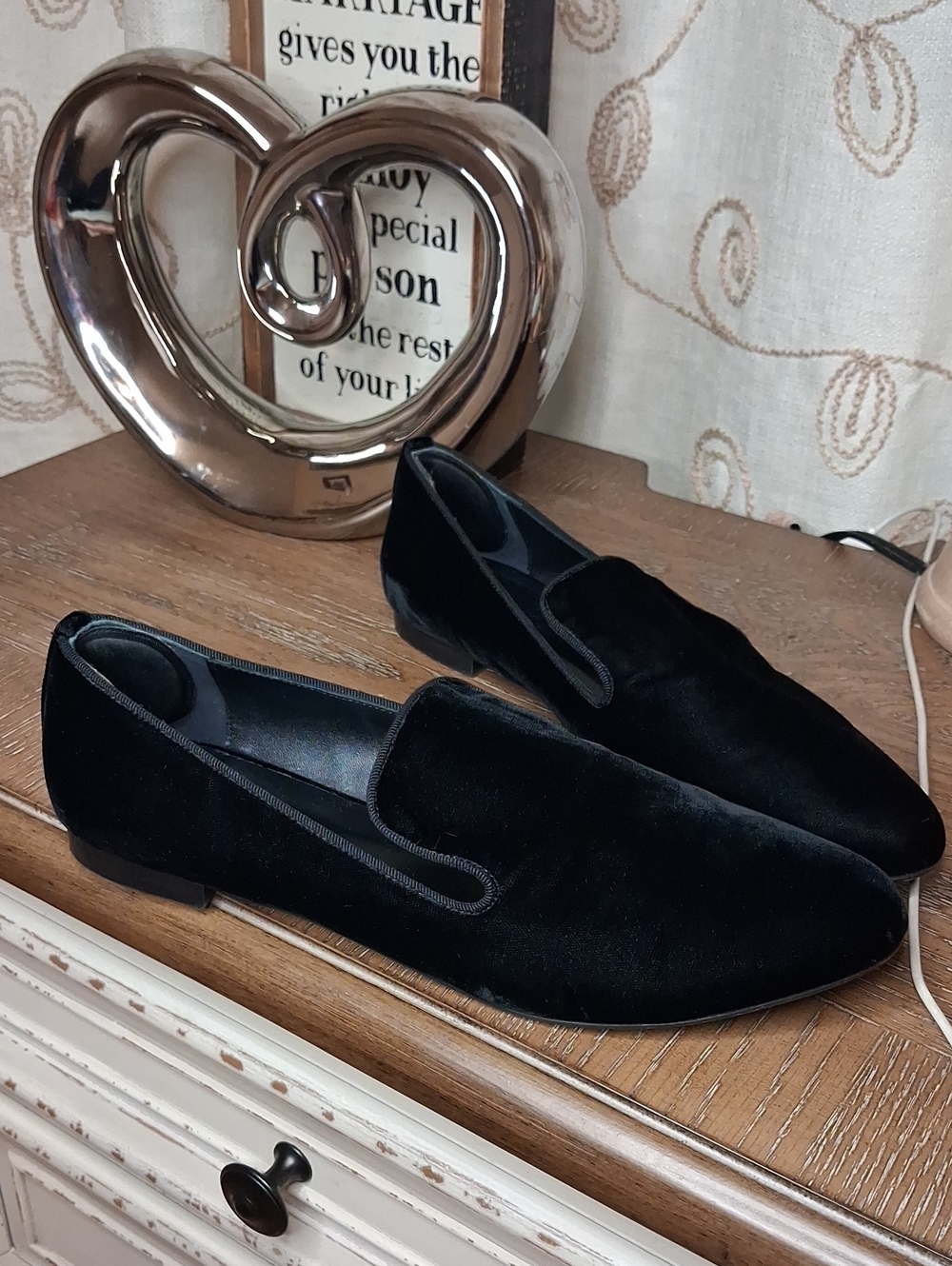 M. Gemi Black Velvet Women's Slip-On Loafers